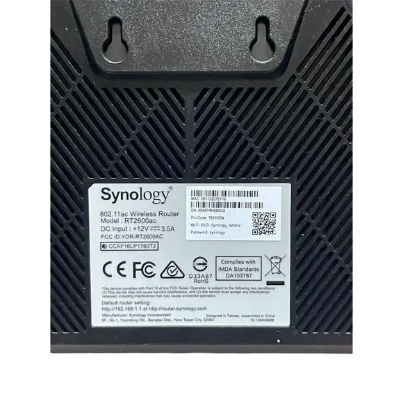 Synology Dual-Band Wireless Router 2600 Mbps 4 LAN Ports Black